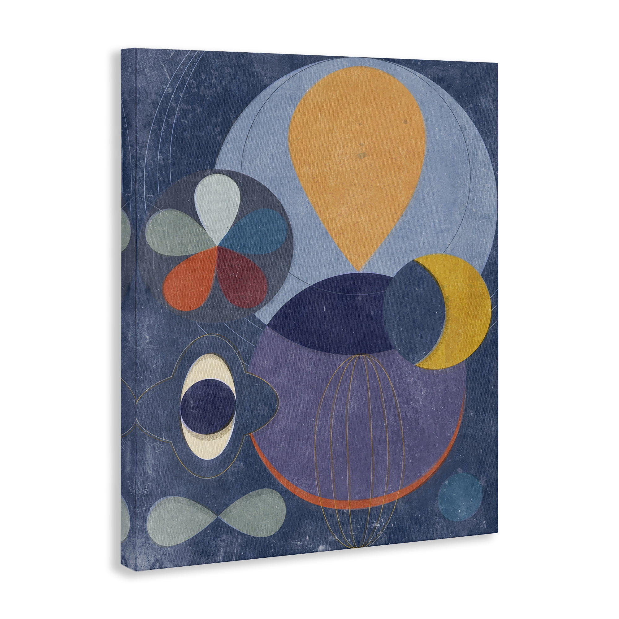 Stupell Industries Blue Retro Collage Abstract Painting Wrapped Canvas Art Print Wall Art, 16 x 20