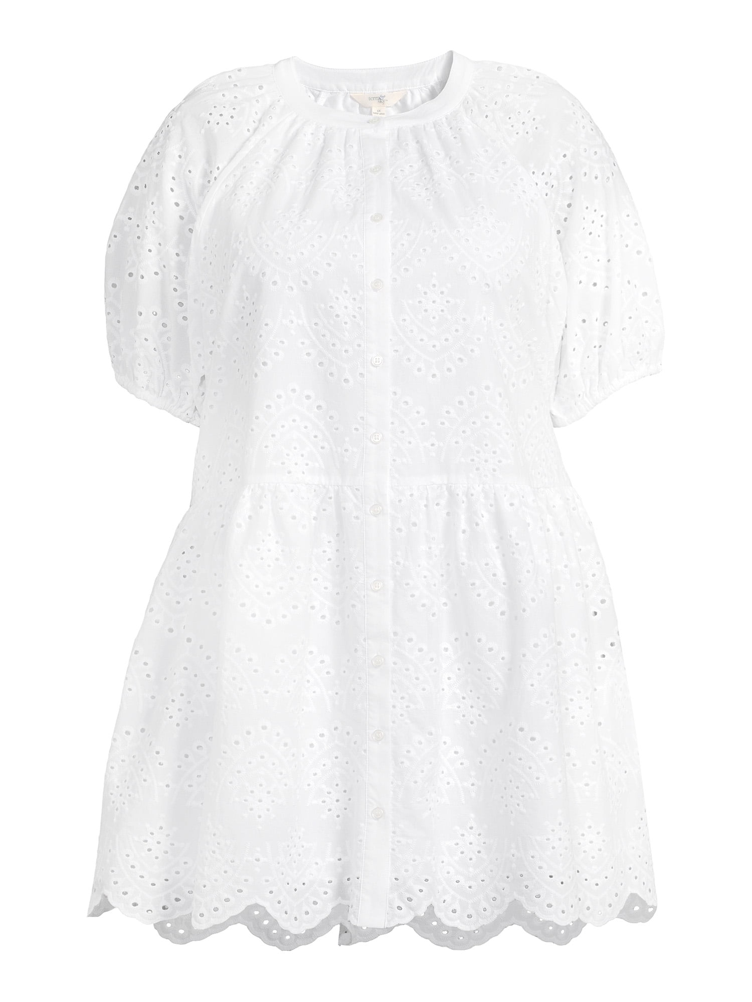 Eyelet Dress with Short Sleeves 