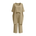 thumbnail image 5 of Ahabrexf Women's Solid Color Jacket with Camisole and Pants 3-Pc Set Casual Loose Fit Summer Outfit, 5 of 9
