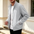 thumbnail image 4 of Mens Casual Bomber Jacket Windproof Mock Neck Full Zip Active Classic Fit Windbreaker Coat with Pockets for Fall Winter Streetwear Travel, Gray, L, 4 of 8
