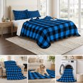 thumbnail image 6 of Twin Quilt Set 68''x86'', Black Blue Plaid Lightweight Summer Bedspread Coverlet Set with 2 Pillow Shams, Country Buffalo Checked Gingham Breathable All Season Quilt Bedding for Dorm/Bedroom, 6 of 9