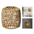 thumbnail image 3 of Rustic Hand Weaved Pendant Light Crafts Lampshade Rattan Lamp Shade for Bedroom Hallway Ceiling Pendant Room Dining , Khaki Lantern, 3 of 8