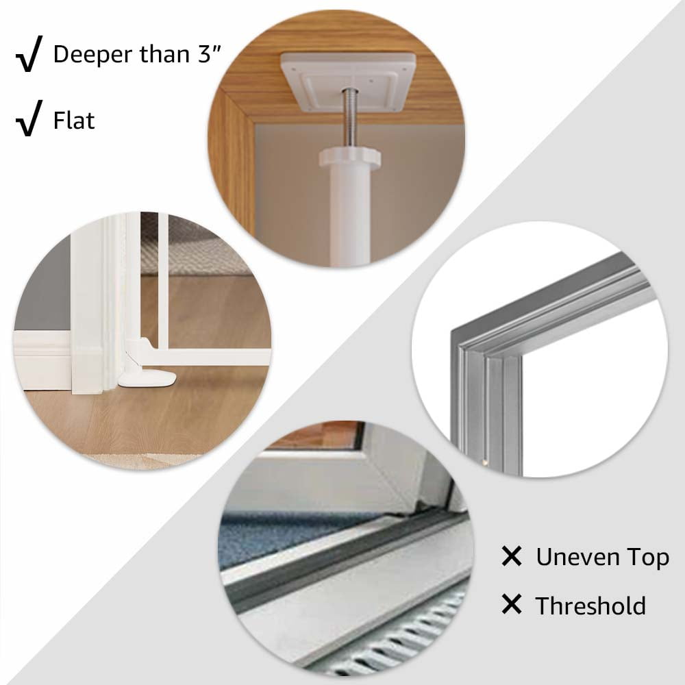 unipaws Clear Acrylic Cat Safety Gate, 75"-98" Height and 36.2"-37" Wdie Adjustable, Auto Closing and No Drilling Plus Stable 3 Support Pillars, White