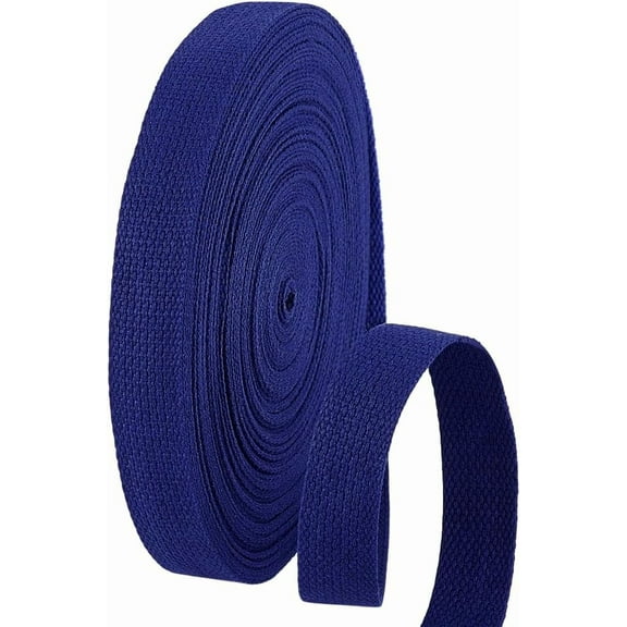 PH 24.6 Yards Cotton Webbing Blue 1 Inch Polyester Cotton Webbing Straps Heavy Fabric Straps for Tote Bag Webbing Bag Strap Bag Handles Cloth Belt Making Outdoor Supplies DIY Crafts Blue