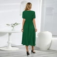 thumbnail image 4 of SWSMCLT Women's Short Sleeve High Waist Ruched Long Dresses Fall Dress V Neck Fitted Fashion Spring Sundress Green Large, 4 of 4