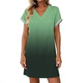 thumbnail image 4 of Sentmoon Robes Mignonnes pour Femmes Col en V Couleur Unie Robes Boho pour Femmes Manches Courtes Coupe Ample Indispensables de Printemps et de Plage Robe Maxi Été pour le Travail et le Bureau Vert G, 4 of 6