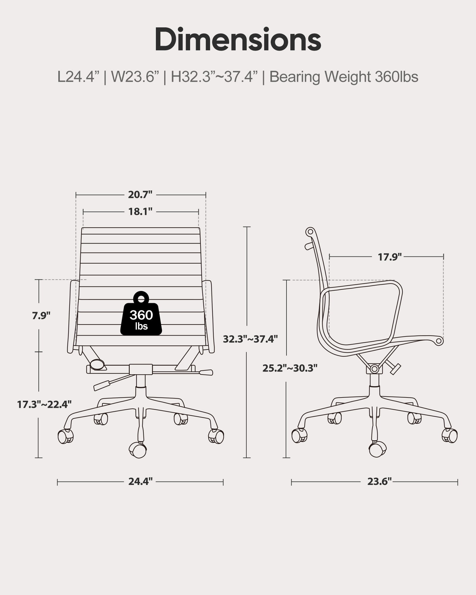 Mid-Back Ribbed Office Chair Adjustable Leather Computer Chair Ergonomic Lumbar Support,Swivel Desk Chair,Brown,1pc