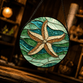Blue-green 9.8x9.8 IN Stained Glass Sun Catcher Window Hanging Home ...