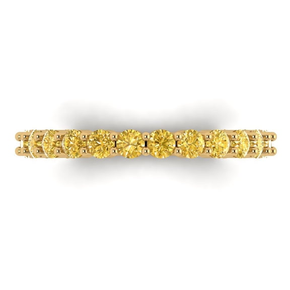 1.2 ctw Wedding Band for Women - 18K Yellow Gold Natural Citrine Stackable Eternity Ring
