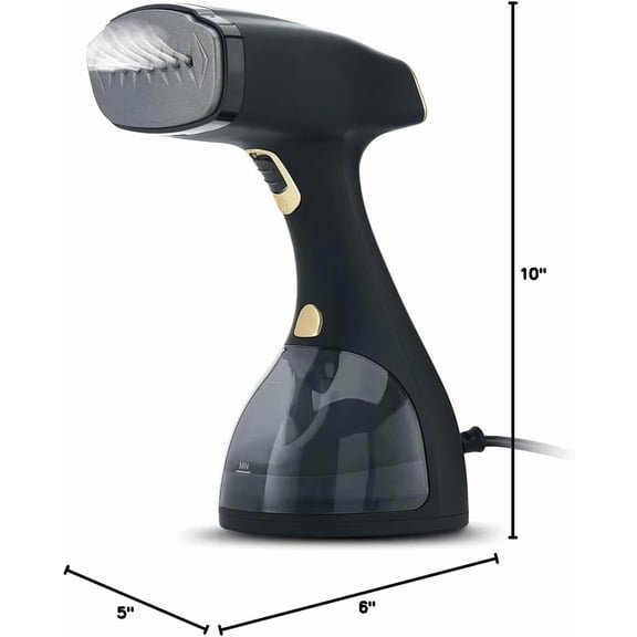 1500 Watt Portable Handheld Fabric and Garment Steamer, Black - Ultra-Fast Heat Up, 18 Min Continuous Steam for Powerful Wrinkle Remover