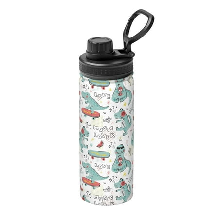 

Lukts Music Lover Dinosaur Print 18oz Insulated Sports Kettle Outdoor Sport Gym Stainless Steel Water Bottles