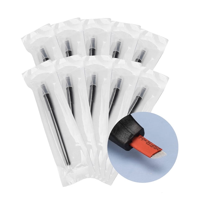 Seitruly 10 unidades de pluma de sombreado de plástico, 12 pines, Manual profesional, salón de interior, maquillaje de arte corporal, Mejoradores de cejas y pestañas