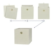 Mainstays Collapsible Fabric Cube Storage Bin, Beige Boucle