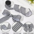 thumbnail image 5 of 2 Rolls 2 Inch Wide Black White Striped Ribbon Single Faced Polyester Stripe Wired Edge Grosgrain Burlap Fabric Ribbon Bulk for Sewing Making Crafts Gift Wrapping Wreath Home Party Decor Diy diy, 5 of 9