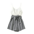thumbnail image 1 of Combinaison Maman et Moi, Barboteuse Sans Manches à Rayures pour Femmes, Tenue Familiale Assortie en Polyester Doux pour Tenue Décontractée, 1 of 4