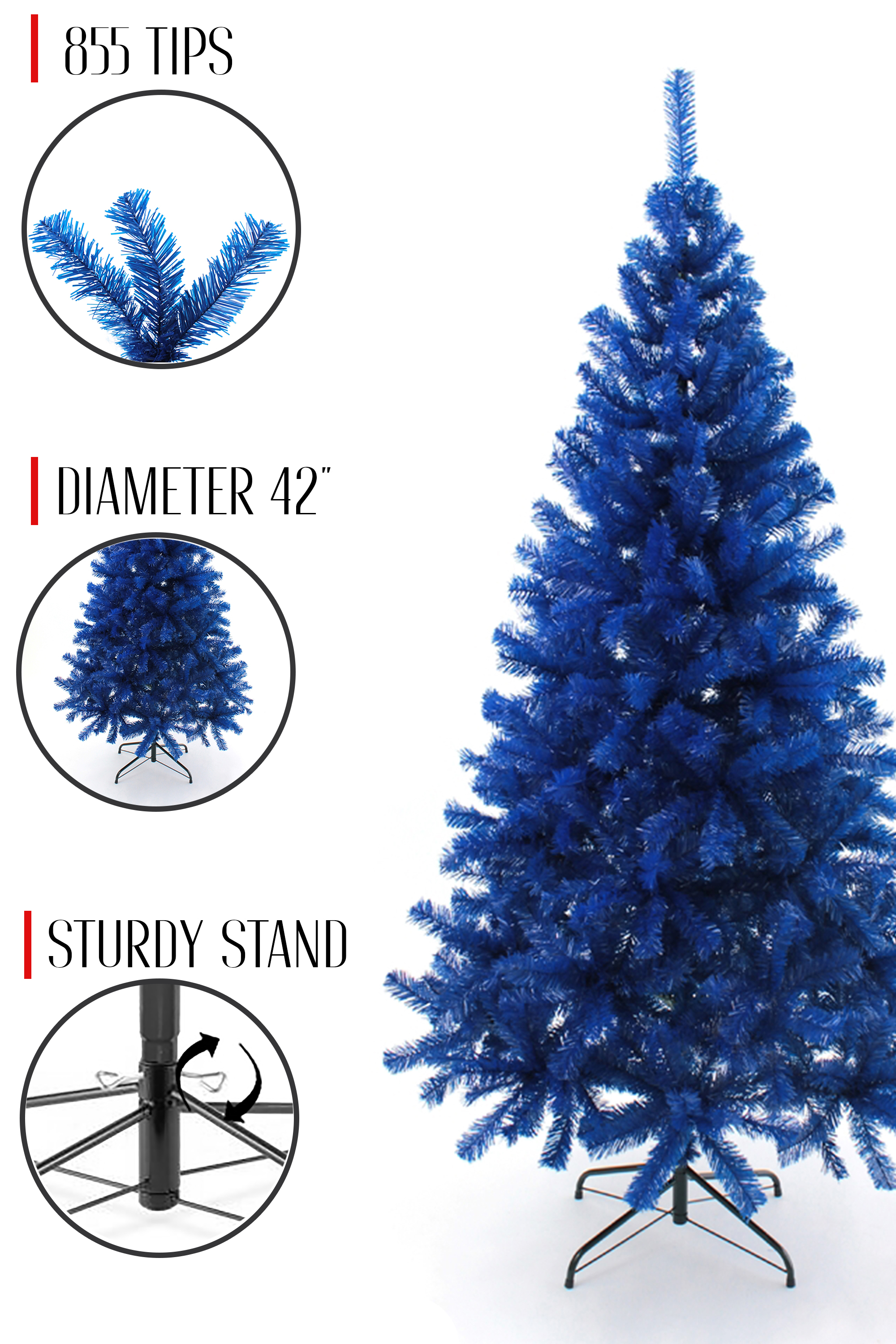 Perfect Holiday 7' Blue Canadian Pine Christmas Tree with Metal Stand ...
