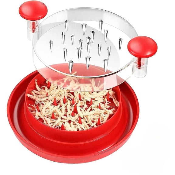 umvowuxa 8-inch Chicken Shredder Shred Machine Professional Chicken & Meat Shredding Tool with Non-skid Base Mat - Perfect for Pulled Pork, Beef, and Chicken（Red）