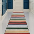 thumbnail image 1 of Runner Rug for Hallway Rainbow Design Multicolor 26 Inch or 31 Inch Wide by Your Length Choice Slip Resistant Rubber Backing Stain Resistant Pile Stair Runner, 1 of 6