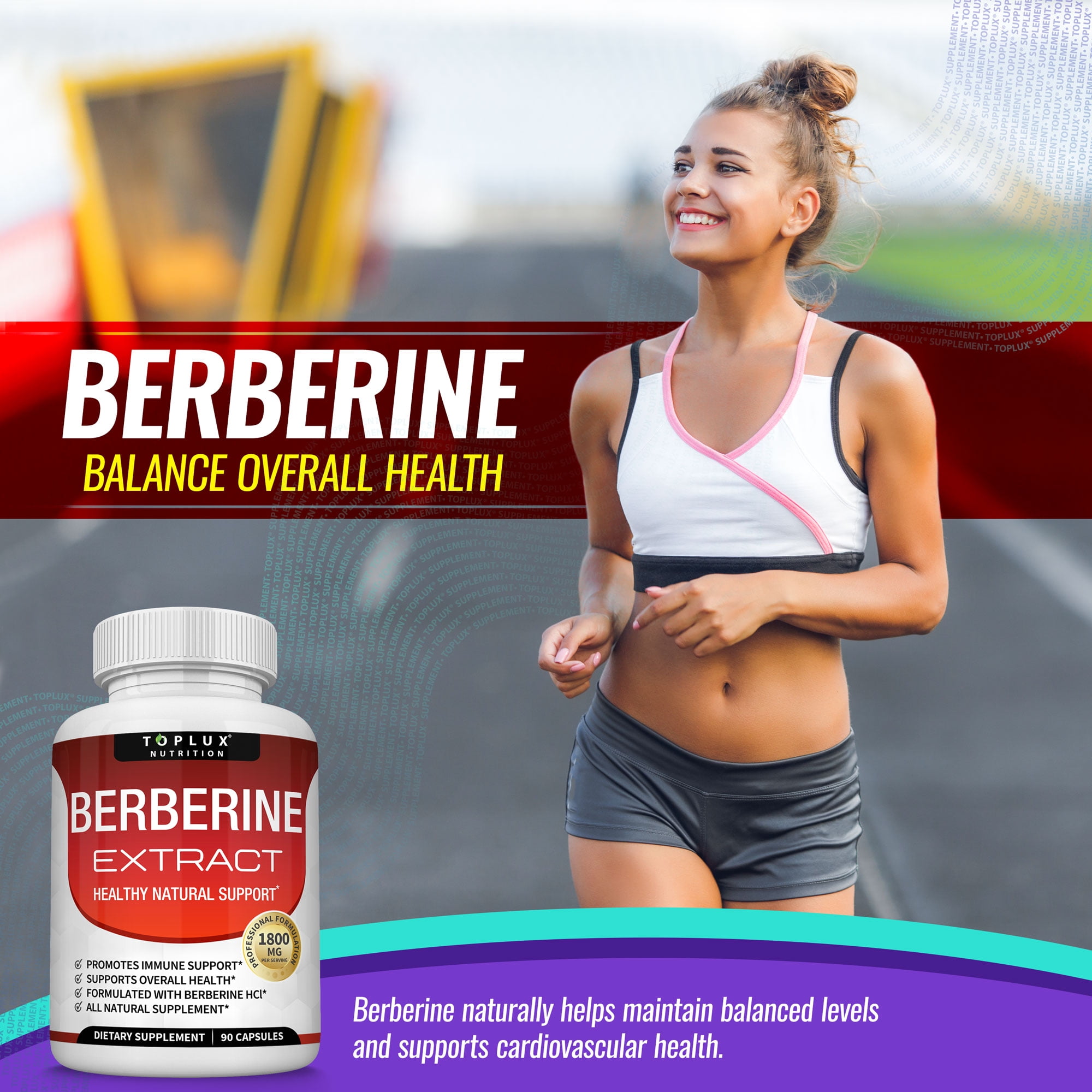 Toplux Berberine Supplement 1800mg Pure Berberine Hcl Supports Healthy Levels 90 Capsules
