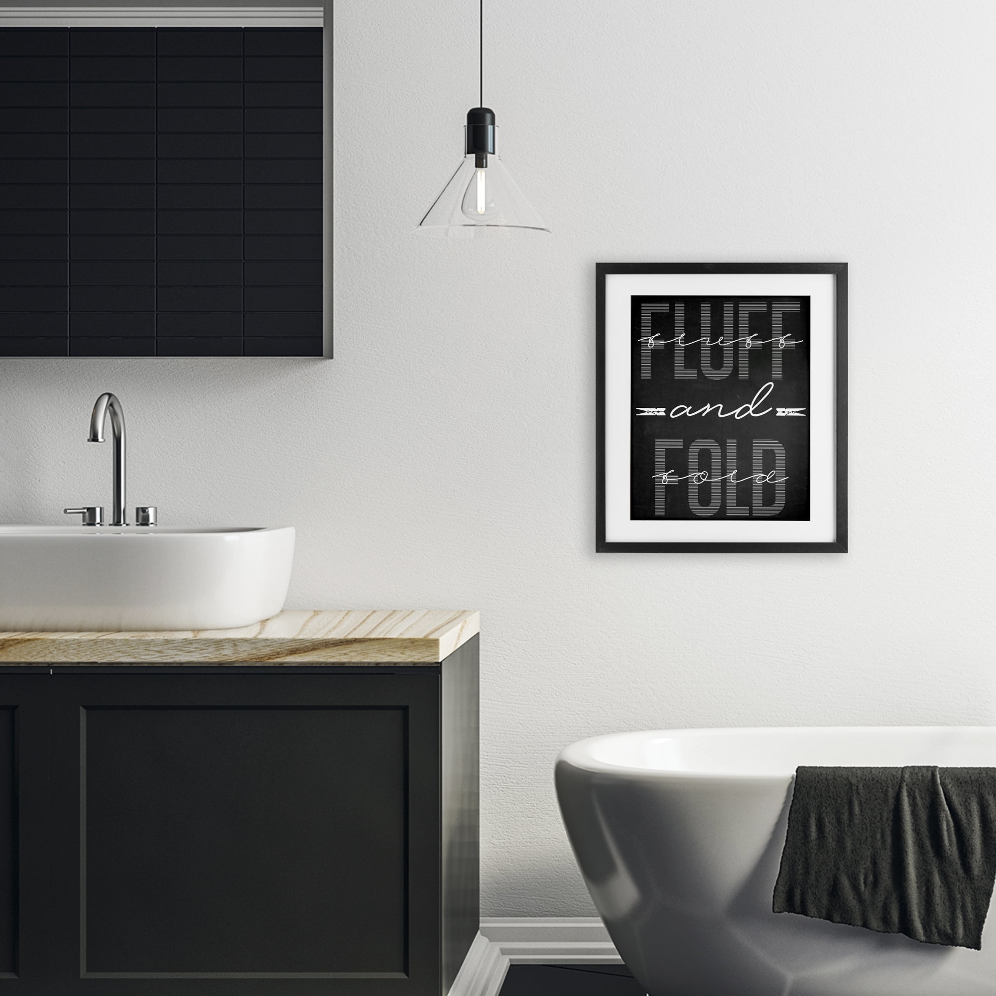 Fluff & Fold Black Minimal Black Framed Print Under Glass, design by Marcus Prime