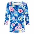 thumbnail image 5 of CYMMPU Tunic Tops 3/4 Sleeve Crew Neck Blouses for Women Dressy Casual Loose Fit Fall Fashion Shirts Spring Tops Floral Printed Lightweight Basic T-Shirts Multicolor XXXXL, 5 of 5