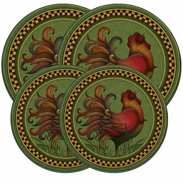 5060 Angela Anderson's Rooster Design Burner Kovers, Set of 4, Hand Wash only By Range Kleen ...