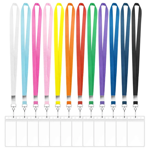 24 Pack Lanyards for ID Badges Cruise Lanyard for Ship Cards with Waterproof ID Badge Holder Cruise Essentials 2025 (12 Colors)