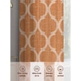 thumbnail image 6 of Orange Morocco Sheer Curtains 45 Inch Length 2 Panels for Living Room, Farmhouse Ethnic Geometric Grid Aesthetic Voile Kitchen Curtain Set, Luxury Privacy Drapes Window Treatment for Bedroom, 6 of 7
