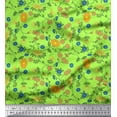 thumbnail image 1 of Soimoi Green polyester Crepe Fabric Leaves,Aster & Floral Decor Fabric Printed BTY 52 Inch Wide, 1 of 1