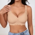 thumbnail image 2 of Xijirk Women Bra with Scalloped Edge Texture Seamless Wirefree Adjustable Wide Straps Full Coverage for Daily Home Casual Lounge Wear,Beige,M, 2 of 5