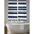 thumbnail image 6 of Navy Blue White Striped Semi Sheer Window Curtains 63 Inches Long, Grey Farmhouse Stripe Abstract Art Rod Pocket Voile Silky Chiffon Curtain Light Filtering Drapes for Living Room, 52"x63", 2 Panels, 6 of 9