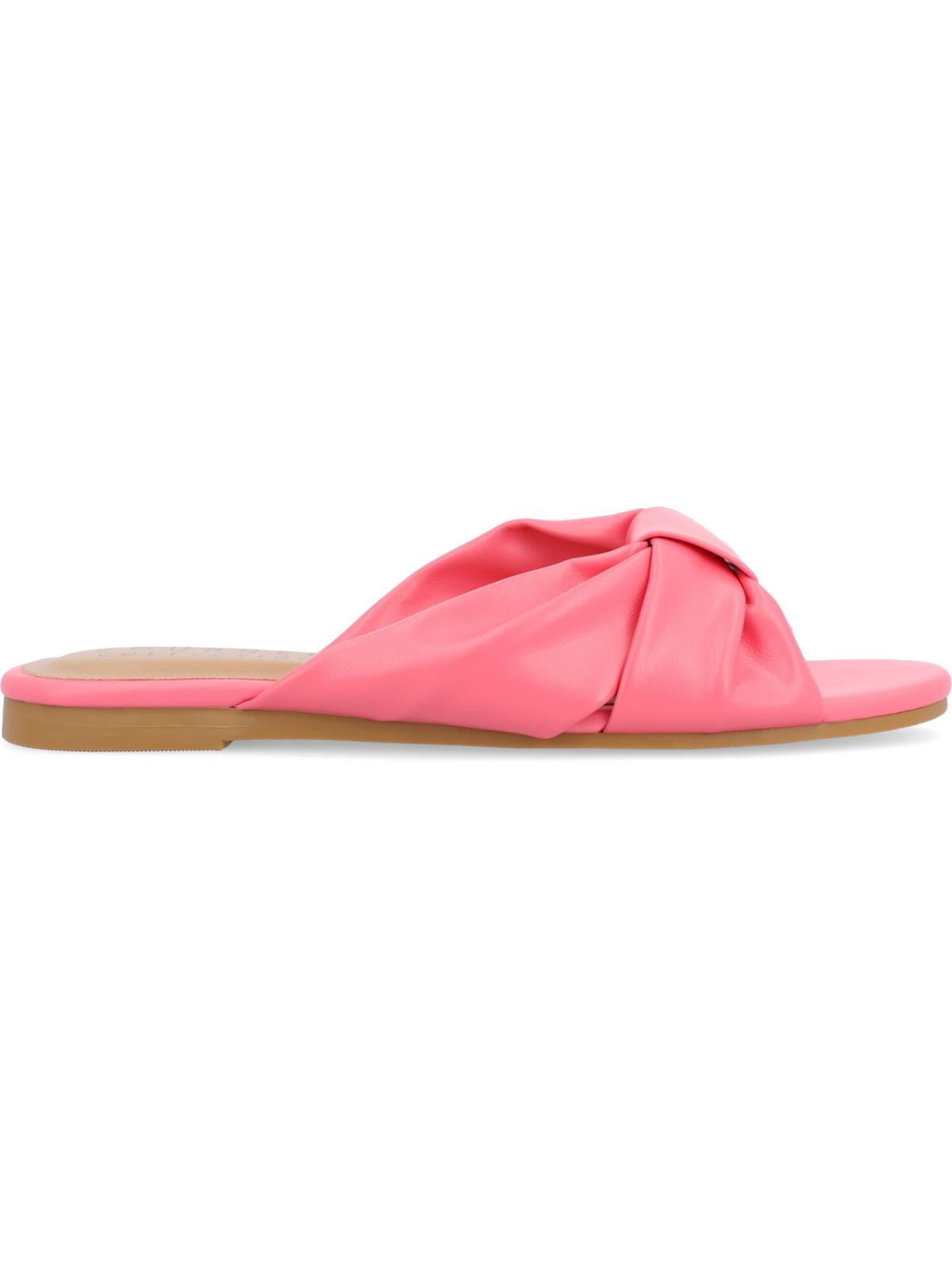 Journee Collection Womens Zetia Faux Leather Slip On Slide Sandals