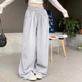 thumbnail image 2 of yunLCZ Wide Leg Pants Woman Women's Spring Summer Solid Color With Pockets And Drawstring Loose Casual Sweatpants Office Slacks, 2 of 4