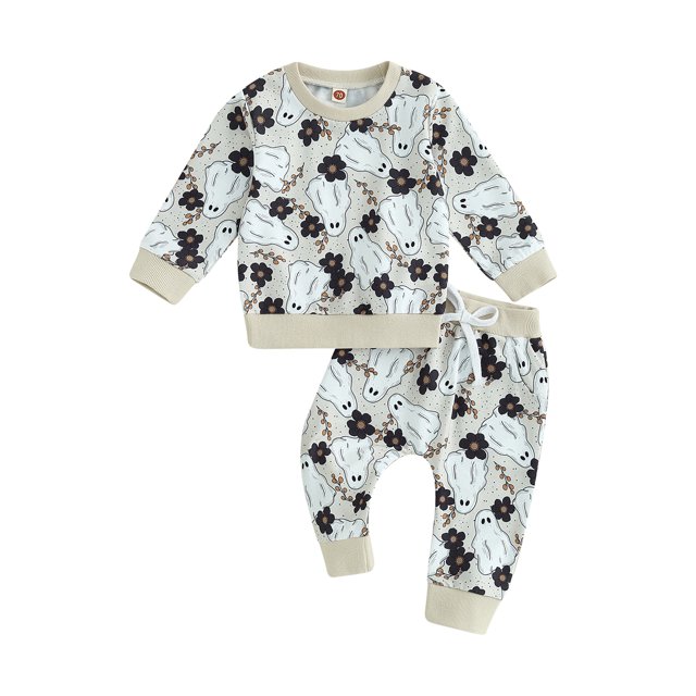 Fortune Halloween Clothes for Baby Girl Pumpkin Ghost Sweatshirt Sweatpants 2Pcs Fall Set