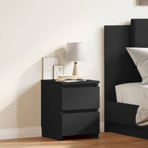 vidaXL Bedside Cabinet Black Engineered Wood Small Bedside Cabinet