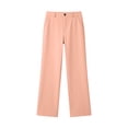 thumbnail image 4 of nerohusy Girls' Uniform Wide Leg Pants Button Straight Fit School Dress Pants Casual Flat Front Stretch Preppy Pants with Pockets Pink,12-13Years, 4 of 7