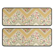 Kitchen Rugs Sets Of 2,Pioneer Flower Floral Print Pattern Anti Fatigue Kitchen Mat Rugs Non Slip Washable,Decorative Kitchen Floor Mats for Kitchen,Sink,Laundry,17"x47" 17"x47"