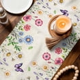 thumbnail image 3 of Spring Floral Table Runner - 48 Inch Long Pink Blue Flowers Butterfly Farmhouse Cotton and Linen Blended Dress Scarves Farmhouse Table Runner for Kitchen Dining, Coffee Table, 13" x 48", 3 of 8