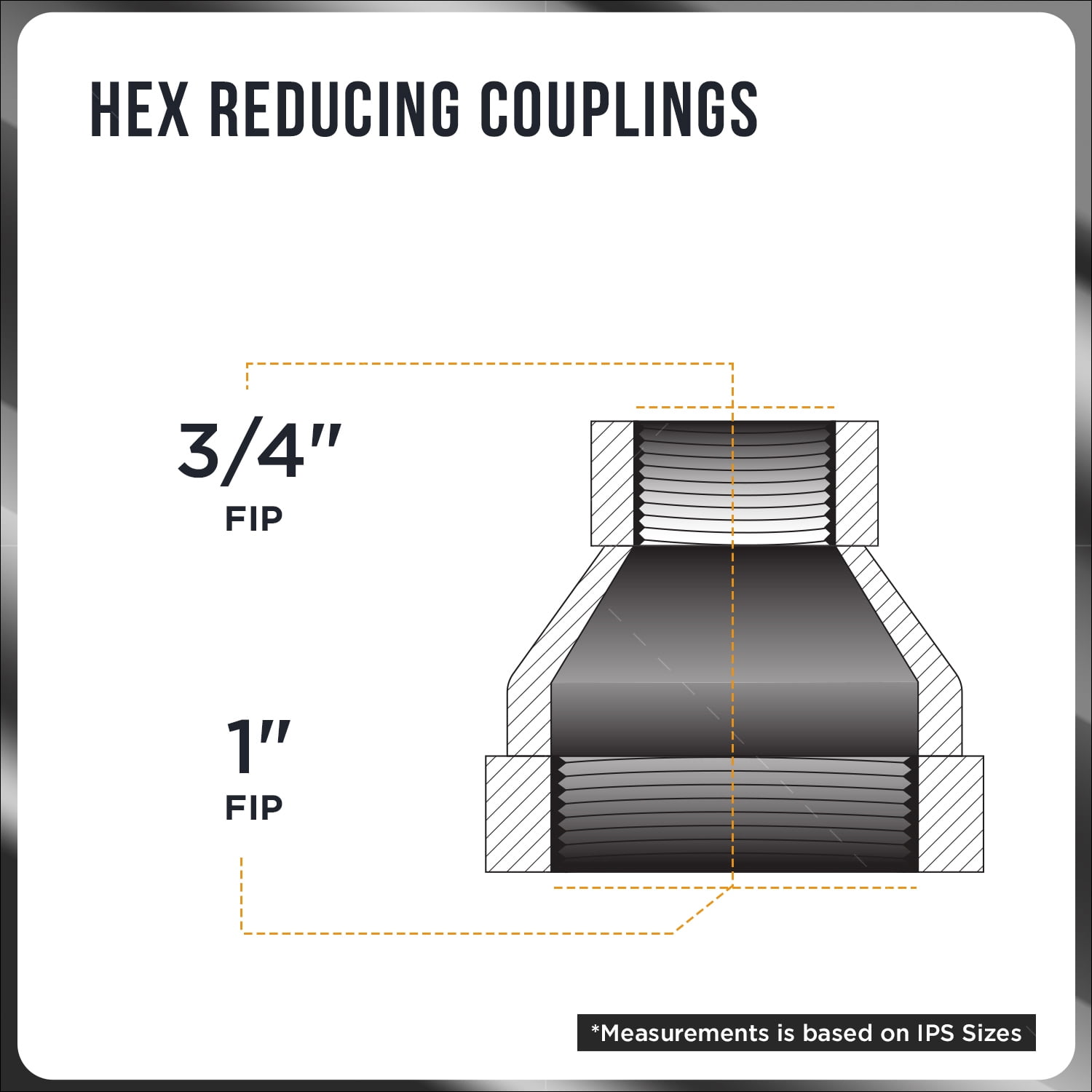 Supply Giant 1" x 3/4" Black Pipe Fitting Hex Reducing Coupling Cast Iron