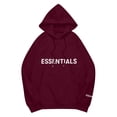 thumbnail image 1 of Pullover Hoodie with Adjustable Drawstring Hood and Front ESSENTIALS Lettering Print Casual Loose Fit Design Red 3XL, 1 of 8