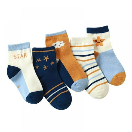 

EleaEleanor New 5PCS/Set High Quality Baby Cotton Soft Comfortable Socks Children Knitted Tube Kids Cartoon Socks