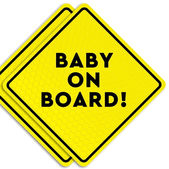 Assured Signs Baby on Board Car Magnet Sticker Sign | 2 Pack | 5 x 5" | Yellow