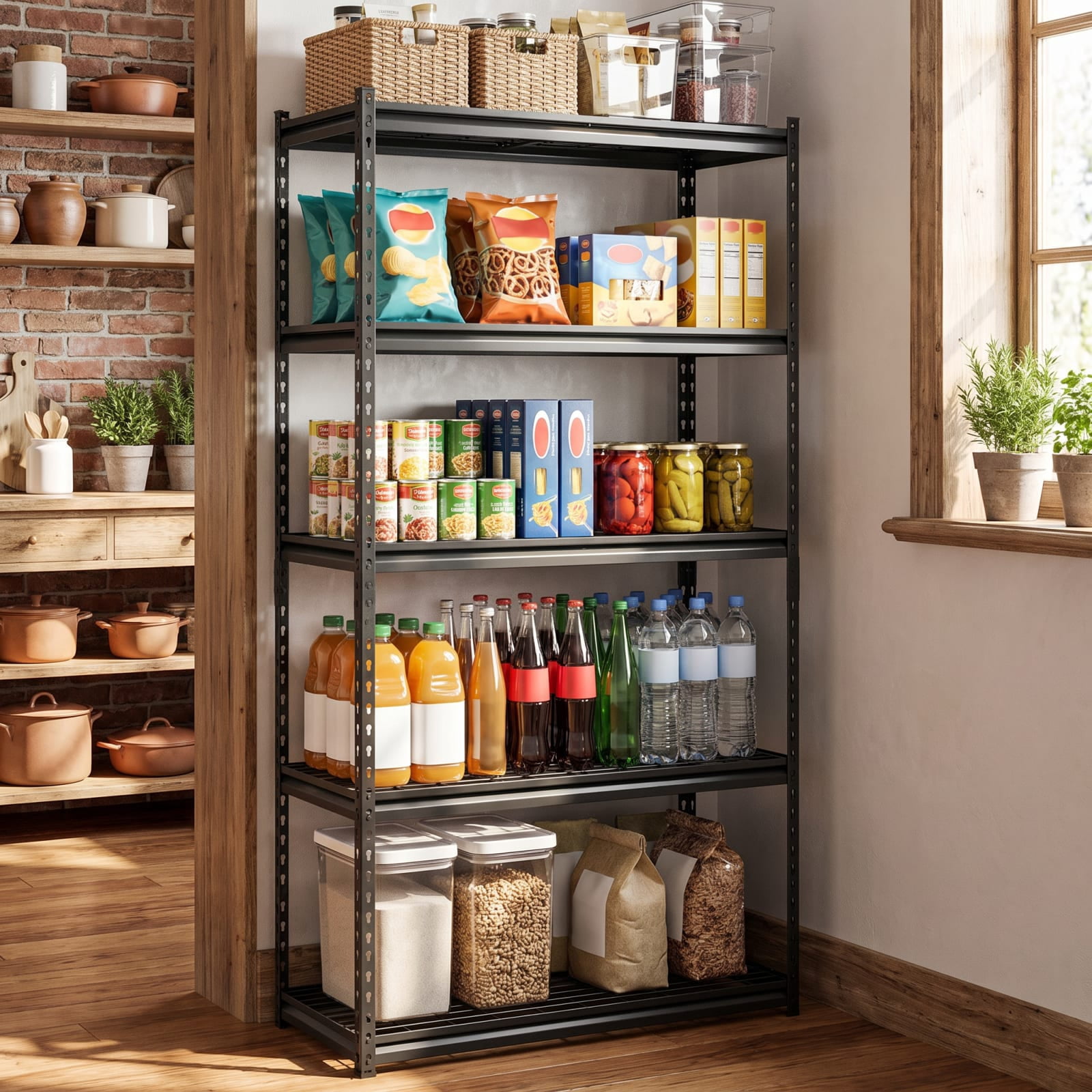 Biotree 5-Tier Metal Shelving Unit 2000 lbs Capacity with Adjustable Wire Shelves 36" × 18" × 72" for Garage Warehouse, Black