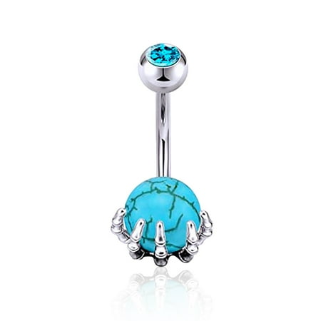 

Gifts Belly Button Nail Skull Hand Ball Drill Bit Multi-color Optional Buckle Turquoise Acrylic