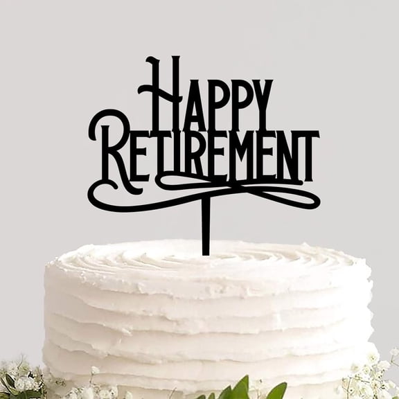 Customized Acrylic Cake Topper Pick Happy Retirement Engraved Baking Cake Insert Topper Sign Cake Supplies for Retirement Celebration Ceremony Party Decor