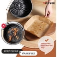 thumbnail image 3 of 120 Pcs Papier Jetable pour Friteuse à Air Chaud Carré, 8 Pouces (Convient 5-8 QT) Papier Parchemin Antiadhésif pour Friture à Air, Cuisson, Rôtissage Micro-Ondes, Papier Parchemin Non Blanchi Résistant à l'Huile, 3 of 8