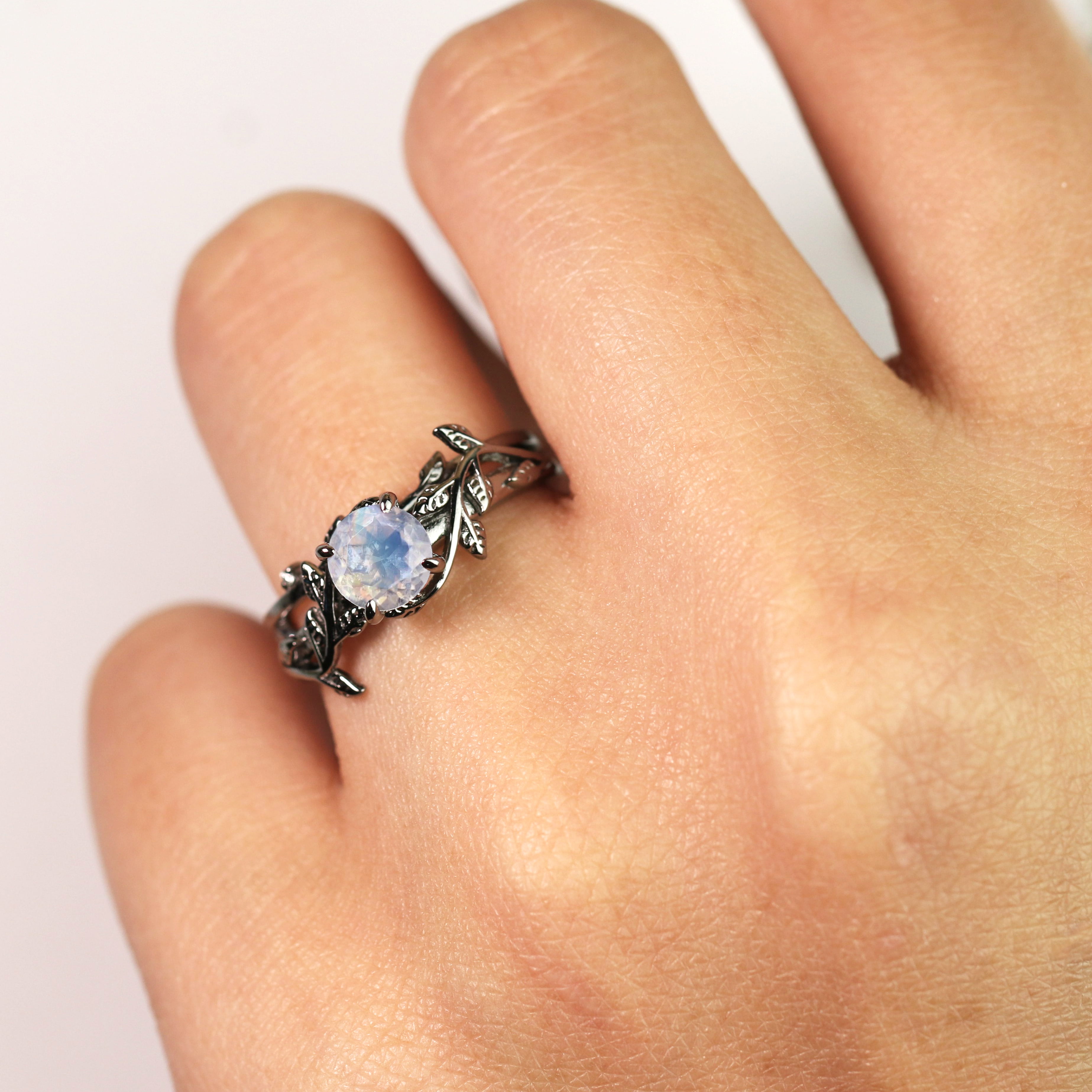 Silver and gold black moonstone ring - Alice Robson Jewellery