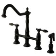 thumbnail image 1 of Kingston Brass Tudor 8" Center Kitchen Faucet With Brass Sprayer, 1 of 1