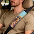 thumbnail image 5 of Xoenoiee Highland Cattle Butterfly Daisy Flower Print Car Seat Covers Set with Universal Seatbelt Pads and Car Armrest Cover, Faux Leather 5pcs Auto Accessories for Most Vehicle, 5 of 7