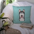 thumbnail image 3 of Checkerboard Blue Alaskan Malamute Fabric Decorative Pillow, 3 of 4